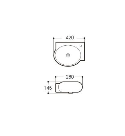Раковина из сантехнического фарфора Aquatek AQ5304-00 40х30 подвесная цвет белый 1 отверстие под смеситель